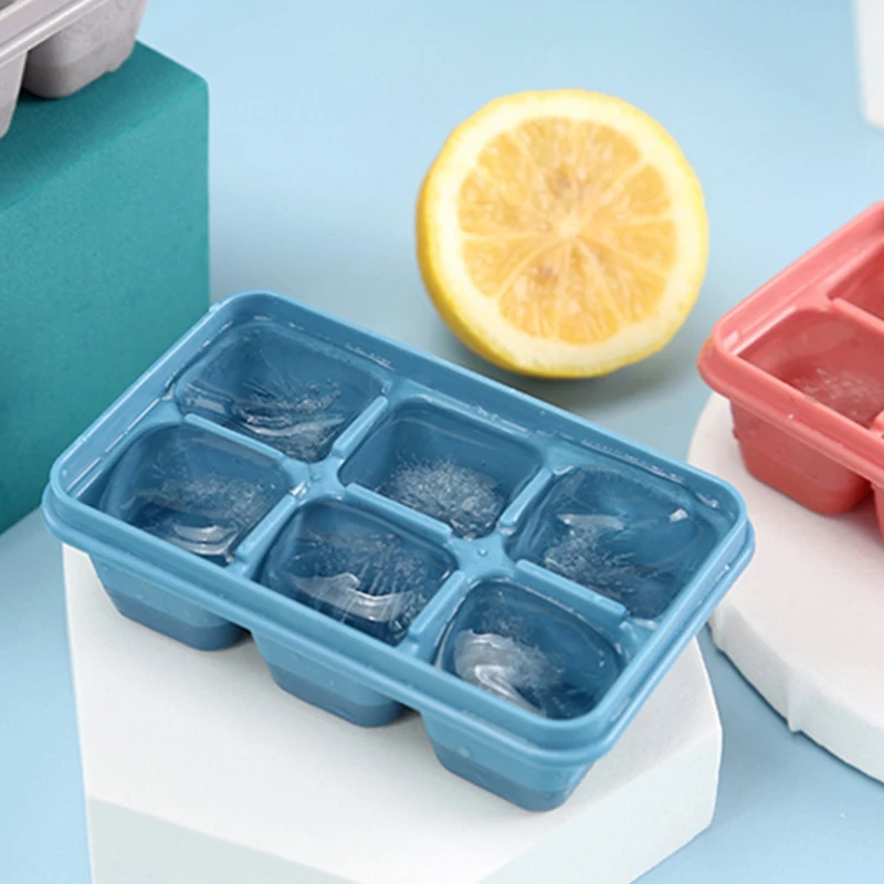 

6 Grids Silicone Ice Cube Mold With Lid Ice Maker Large Square Whisky Ice Tray Mold Ice Cream Mold Summer Ice Cream Maker Tools