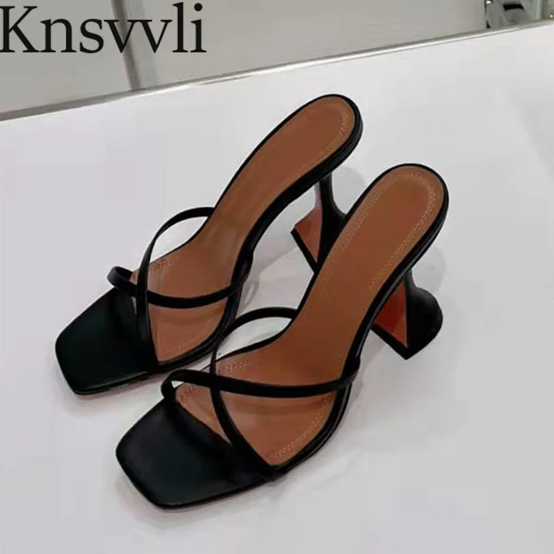 

Summer Mules High Heel Sandals Women Cross Strap Peep Toe Slides Woman Sexy Cup Heel Slippers Women Brand Shoes Zapatillas Mujer