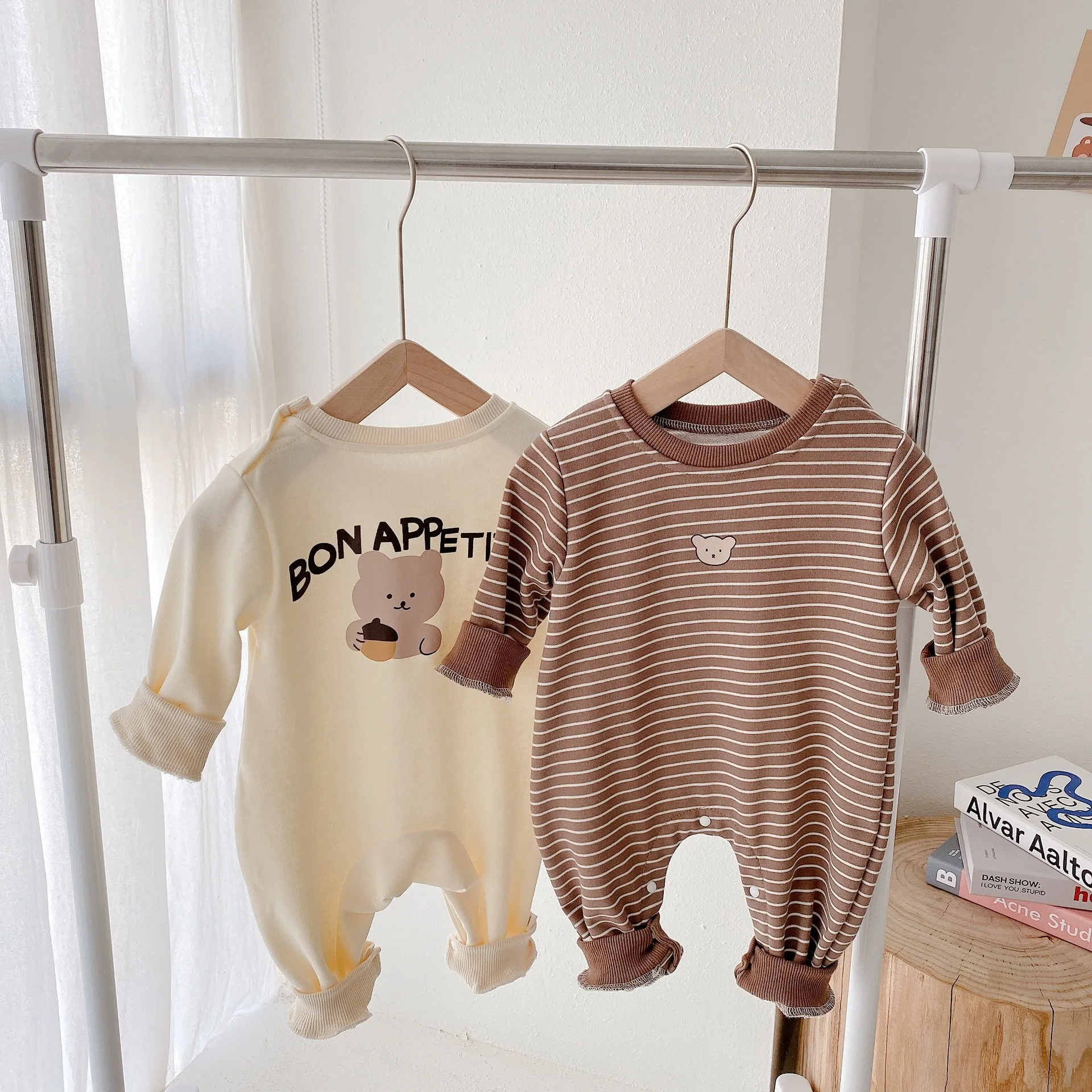 

Spring Baby Boys And Girls Jumpsuits Newborn Baby Cartoon Bear Long Sleeve Cotton Romper Toddler Infant Clothing Set