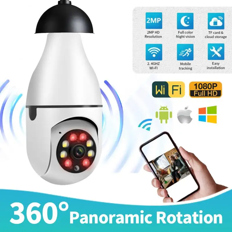 

Беспроводная панорамная IP-камера с LED-светильник кой E27, HD 1080P