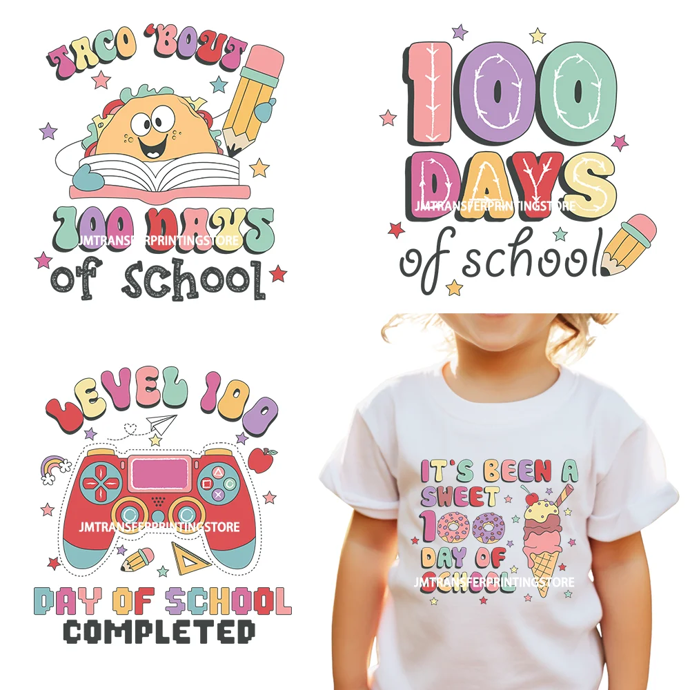 Стирающаяся наклейка с надписью Happy 100th Days Of School обучение школе утюгом на DTF