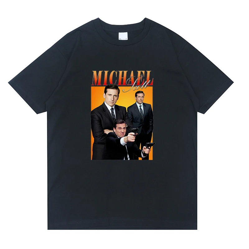 

Michael Scott Homage The Office Men T Shirts Tv Series Dwight Schrute Jim Halpert Tees Short Sleeve T-Shirts Cotton Plus Size
