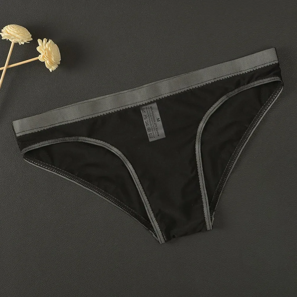 

Men's Ice Silk Sexy Underwear Low Rise Briefs Seamless Breathable Mesh Panties See Through Lingerie Low Waist Soft Underwear