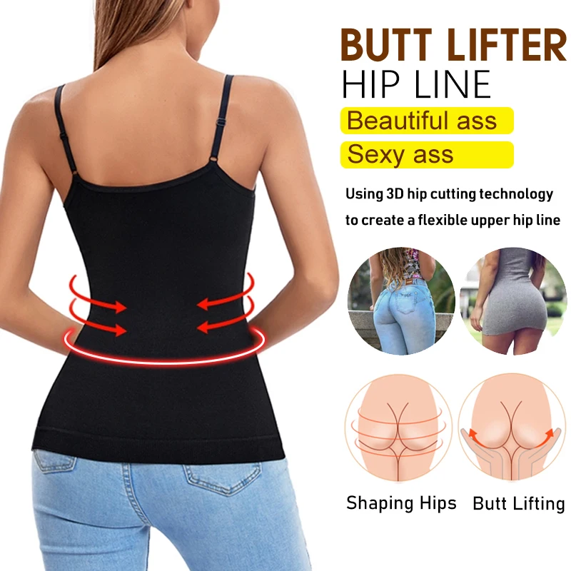 Cami Body Shaper for Women Shaping Camisoles Tummy Control Tank Top Undershirts Waist Cinchers Shapewear Lace Plus Size