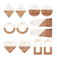 30 50pcs resin wood charms geometric ring trapezoid earrings pendant for bracelet connectors diy vintage jewelry making supplies