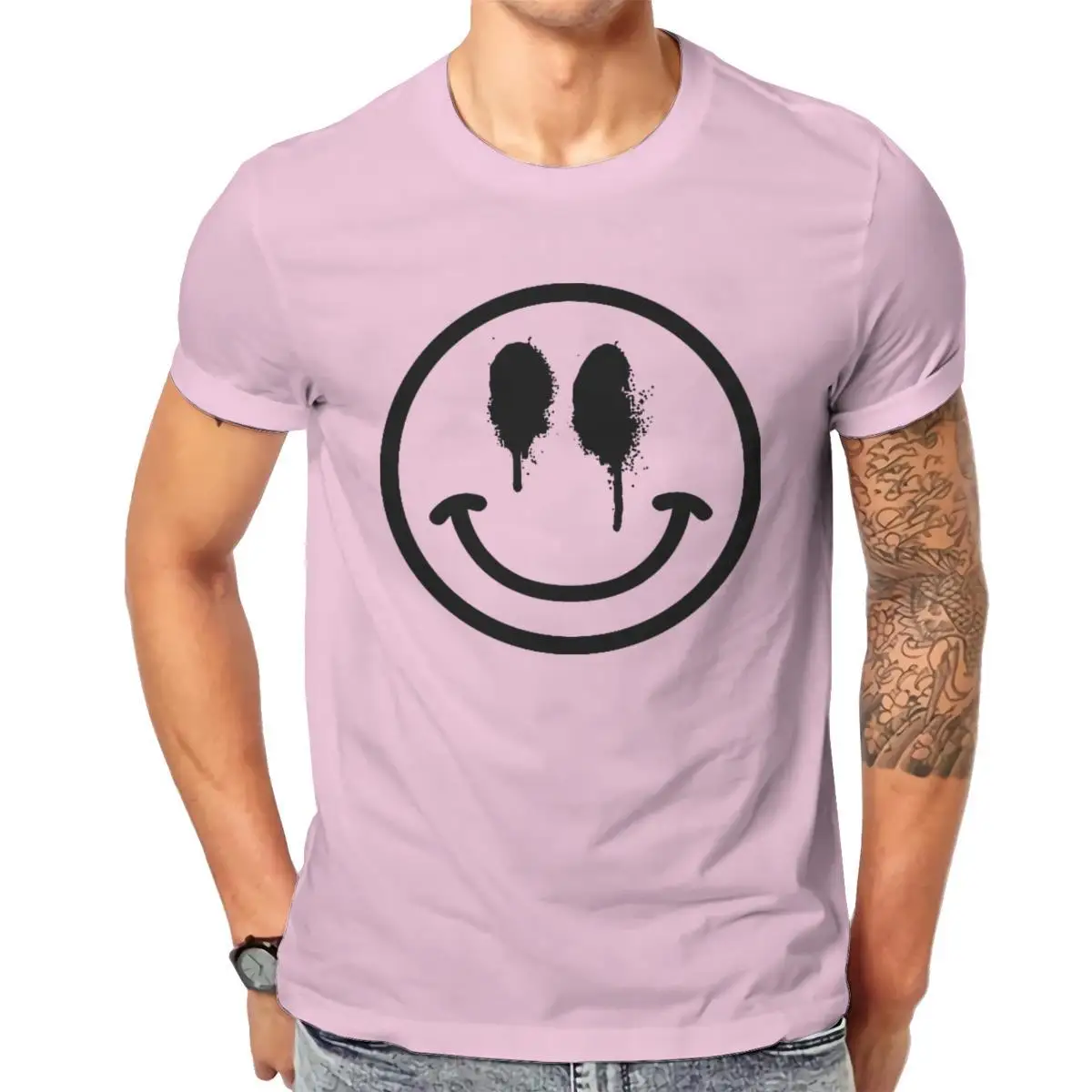 

Wholesale Smiley face graffiti Pink Anime New Female Tees 124706