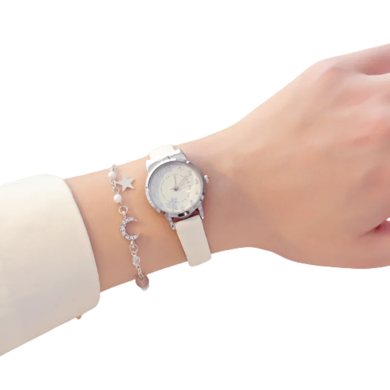 

2 Piece Set Fashion Women Watch Luxury Leather Band Cat Style Analog Quartz WristWatch Ladies Watch Women Dress Reloj Mujer