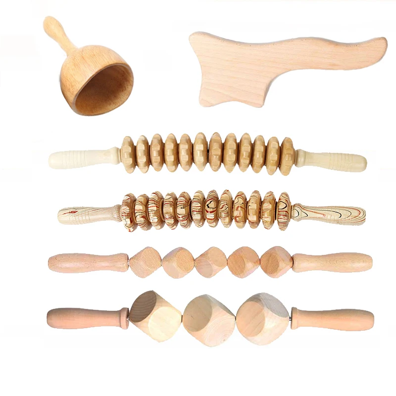 

Wooden Lymphatic Drainage Therapy Massage Tool Maderoterapia Body Anti Cellulite Scraping Gua Sha Massager Roller Cupping Cups