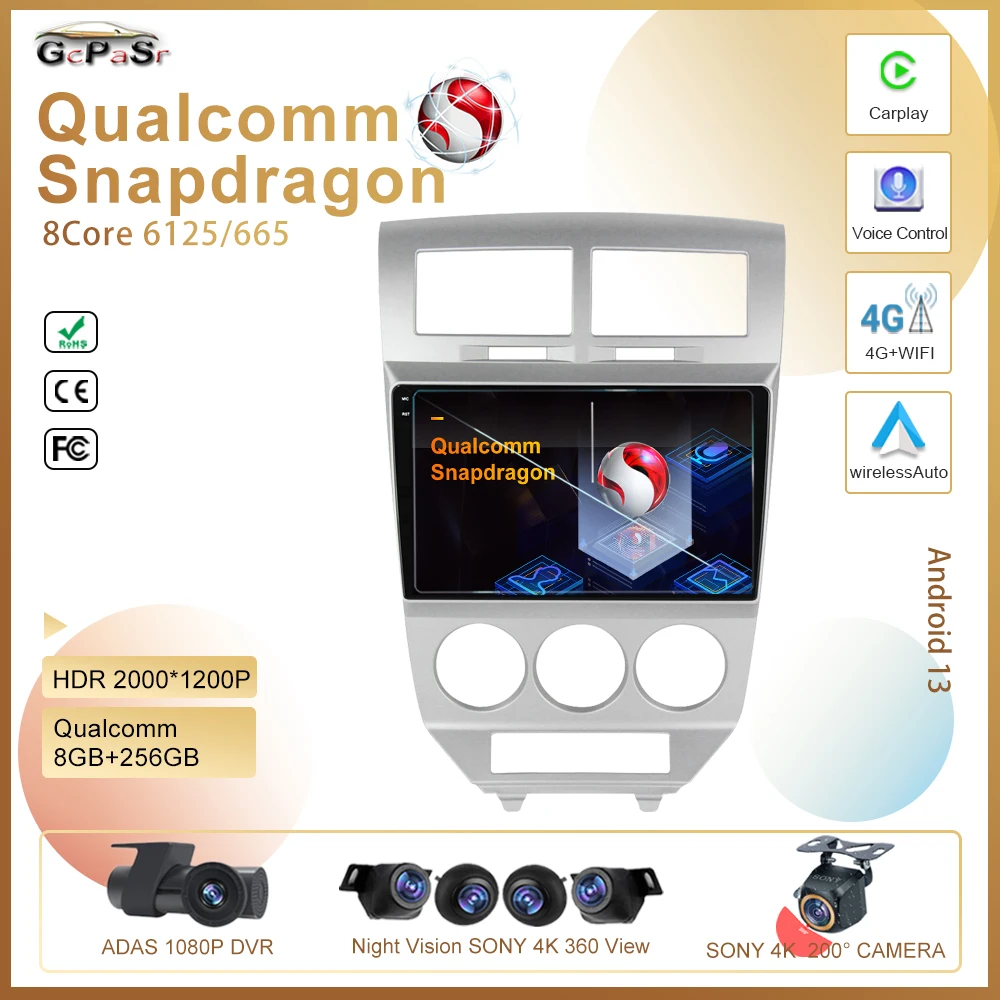 

Android для Dodge Caliber I 2007 - 2010 Qualcomm Snapdragon мультимедийный автомобильный плеер авторадио GPS видеонаблюдение HDR QLED экран