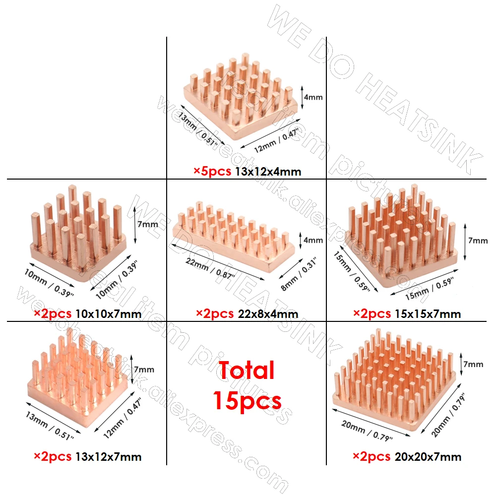 Комплект для радиатора из чистой меди 10x10 мм 15x15 20x20 мм/7