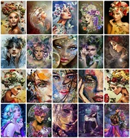 azqsd painting by numbers woman flower girl canvas art frameless oil painting for home portrait handpainted wall decor gift