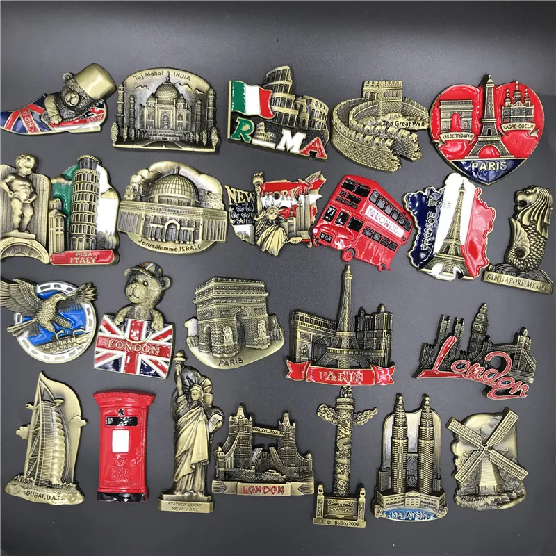 

Metal Refrigerator Method America Britain Italy Malaysia Dubai Belgium India Israel New Stereo Magnetic Commemorative Upscale