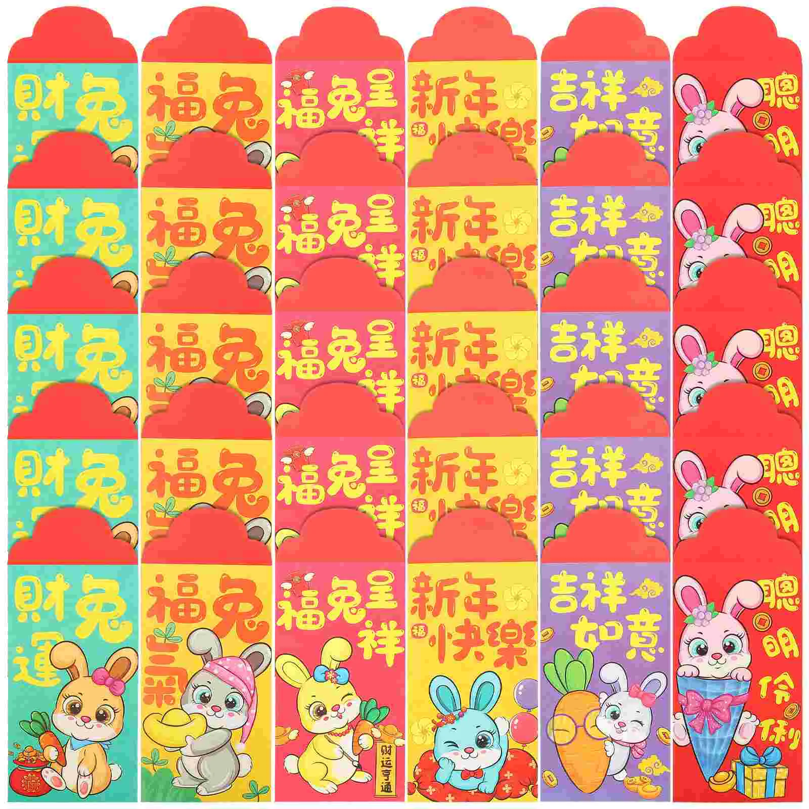 

30pcs Chinese Style Cartoon Paper Red Envelopes Pouches Red Packets New Year Gift