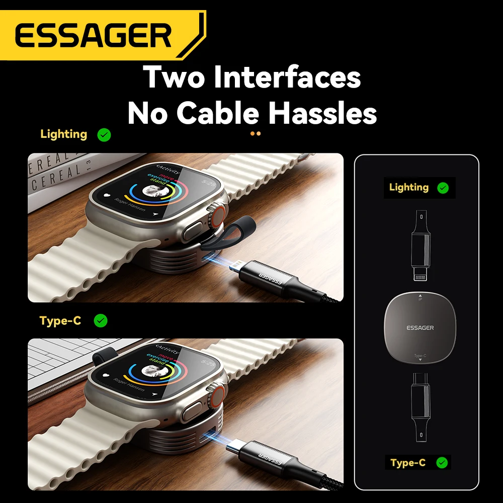 Портативное беспроводное зарядное устройство Essager док-станция для часов Apple Watch 8 7