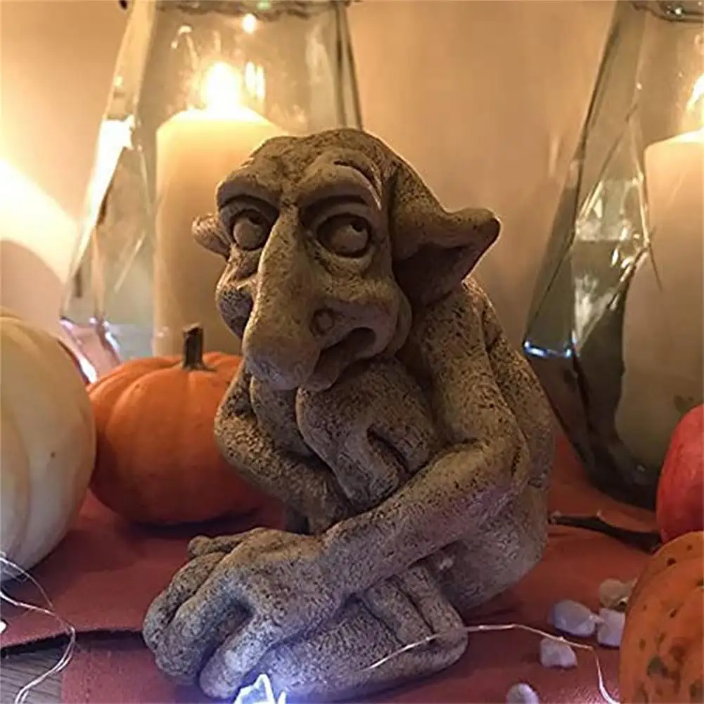 

Useful Gargoyle Statue Artistic Lightweight Garden Statue Gothic Old Man Statue for Office Gargoyle Statue