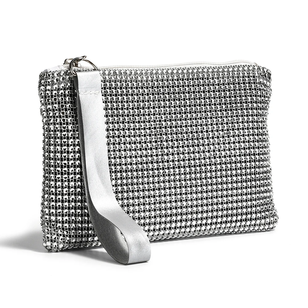 

Fashion Women Rhinestone Wallet Phone Holder Wristlet Bag Glitter Evening Pouch Leather Party Evening Purse Wristlets Handbags