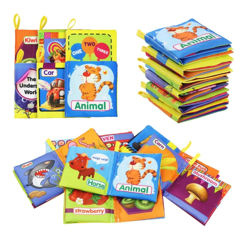 

6 Styles Baby Soft Cloth Books Animal/Fruit CognitionStory Books Educational Toys for Infant Newborn