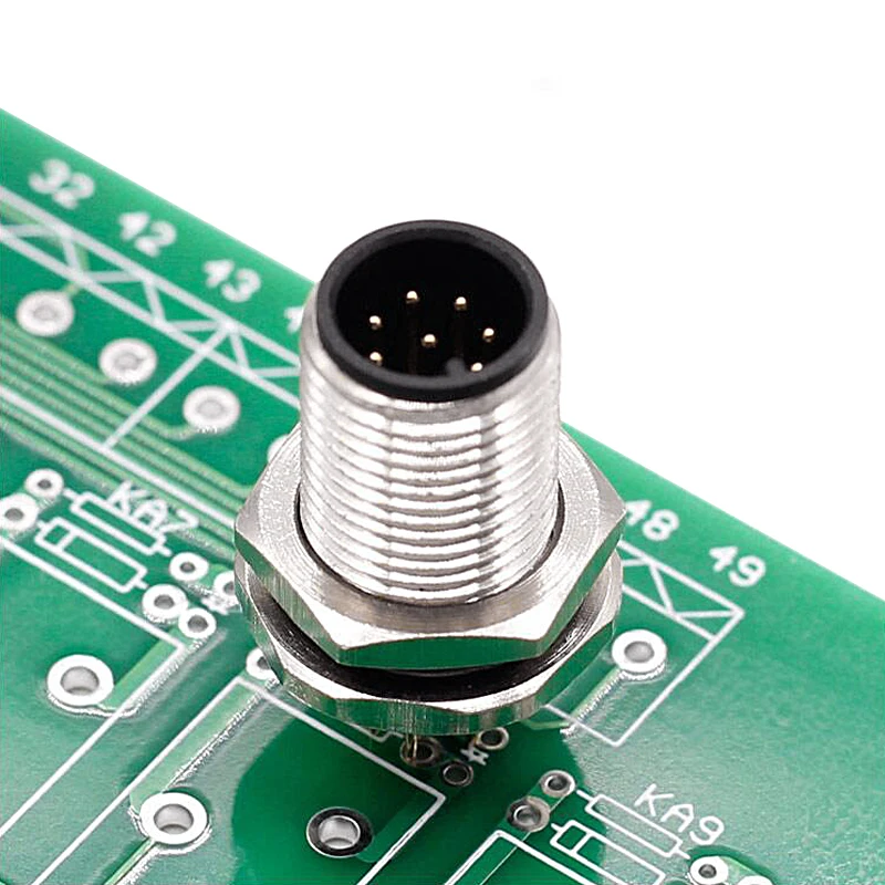 

2PCs sensor connector M12 front panel nut flange socket M1216 waterproof connectors 4 5 8pin screw threaded coupling male female