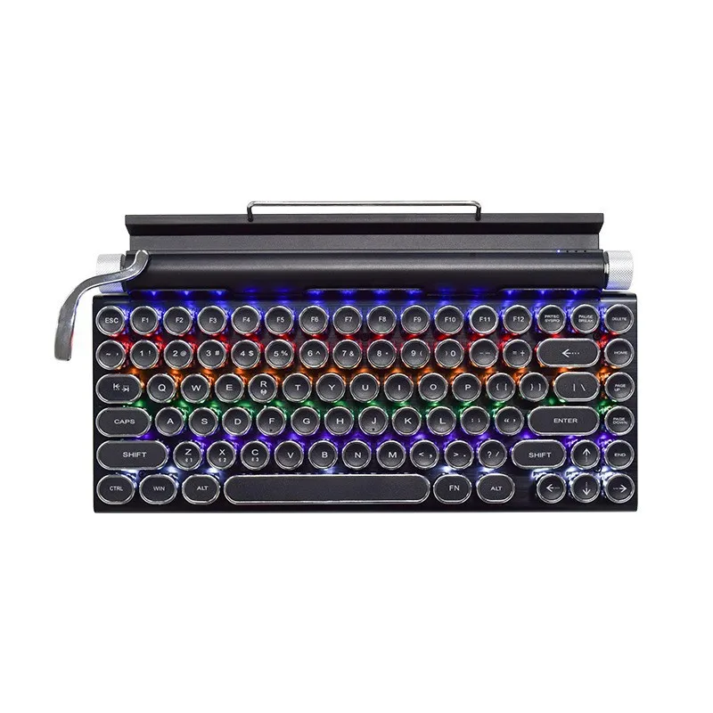 

83 Key RGB Retro Mechanical Keyboard,Bluetooth Wired Seven Color Backlight Suitable for Smartphones, Tablet PC, Laptops/desktops