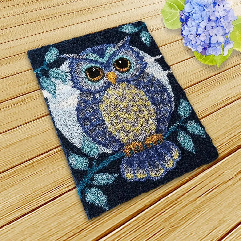 

Owl Latch Hook Craft Kit Floor Mat for Adults Creative Hand Craft Carpet Making Kit