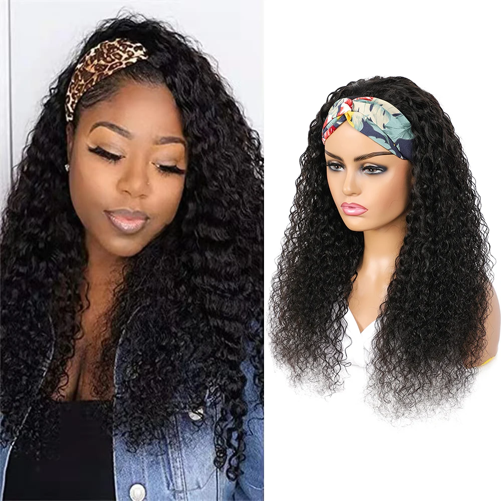 

Curly Headband Wig 100% Real Human Hair 18-24 Inch Kinky Curly Half Wigs For Black Women Headband Wig