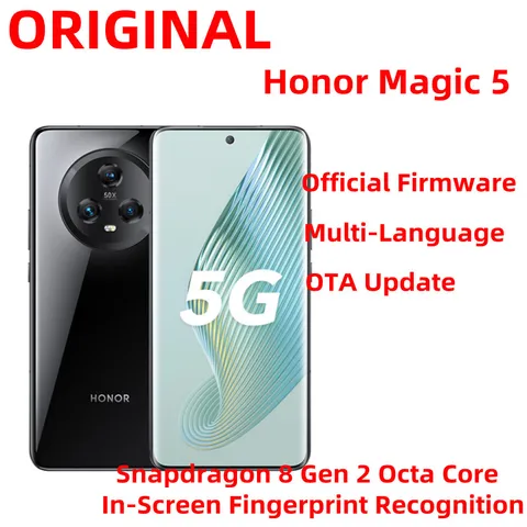 Быстрая доставка DHL, новые мобильные телефоны Honor Magic 5, 6,73 дюймов, Восьмиядерный Snapdragon 8 Gen 2, 5100 мАч, 66 Вт, искусственная кожа, смартфон на Android