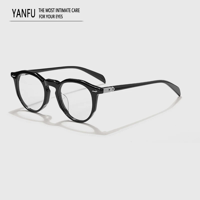 Классические черные ретро дизайнерские ацетатные круглые очки в оправе