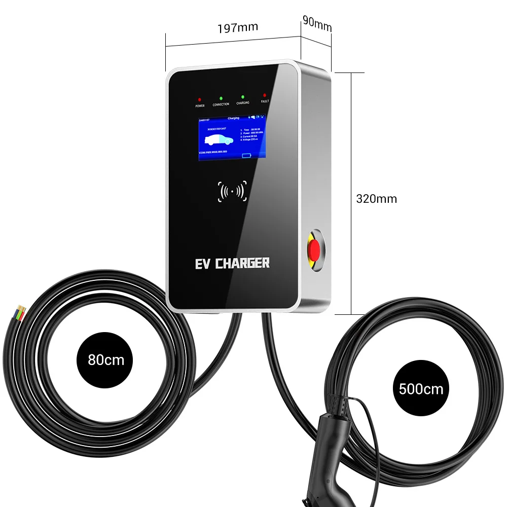 Enlarge EV Charger Factory OCPP Type A 16A 32A 3 Phase 7kw 22kw Wallbox Fast Electric Charging Station EV Car Charger