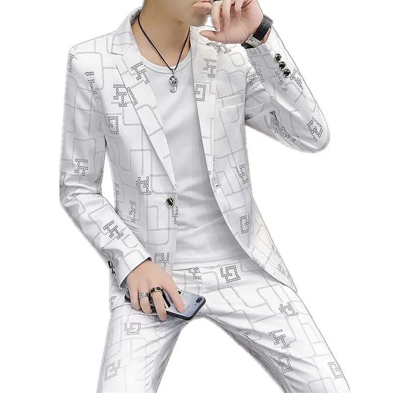 

Костюм мужской осенний приталенный, блейзер на одной пуговице, Модный деловой клетчатый костюм в английском стиле, пальто и брюки, комплект из 2 предметов