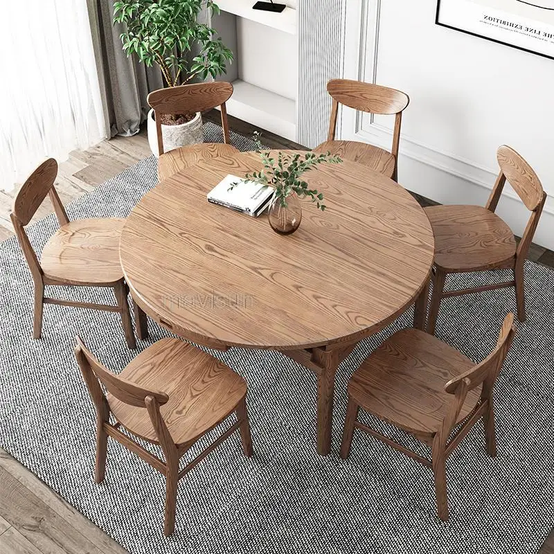 Набор из круглого обеденного стола массива дерева многофункциональная складная