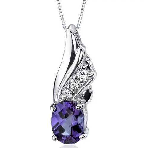 

1.75 ct Oval Shape Created Alexandrite Pendant Necklace in Sterling Silver, 18"