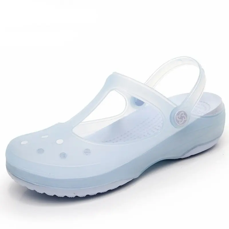 

Women summer jelly shoes breathable nurse shoes T-bar stylish lady travel moccasin bb1