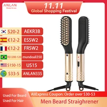 ANLAN Hair Comb Brush Beard Straightener Multifunctional Hair Straightening Comb Hair Curler Quick Beard Hair Styler EU Plug