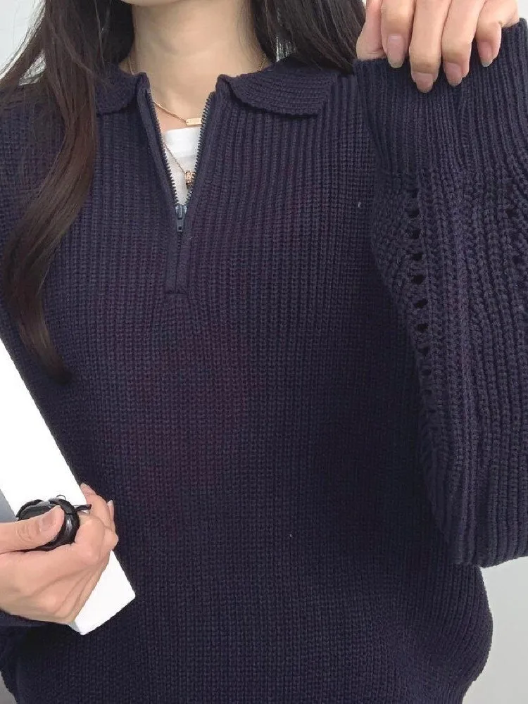Вязаный осенний пуловер с длинными рукавами топы женские свободные