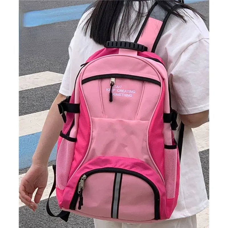 

High-capacity Canvas Backpacks for Women 2023 Fashion Trendy Teenage School Bag Men Chic Contrast Color Design Rucksack Bolsa