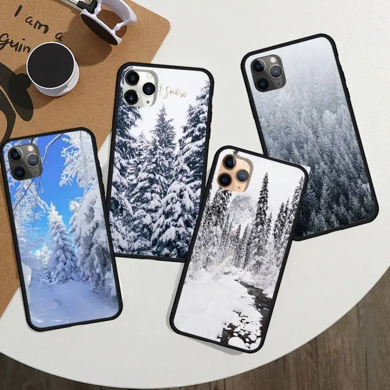 

winter snow mountain forest lanscape Phone Case For iphone 11 13 12 14 x xs xr pro max mini plus boys girls funda