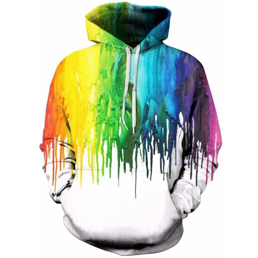 3D Hoodies Men Splatter Colorful Paint Stains 3D Print 2023 New Sweatshirt Streetwear Pullovers Tops Plus Size