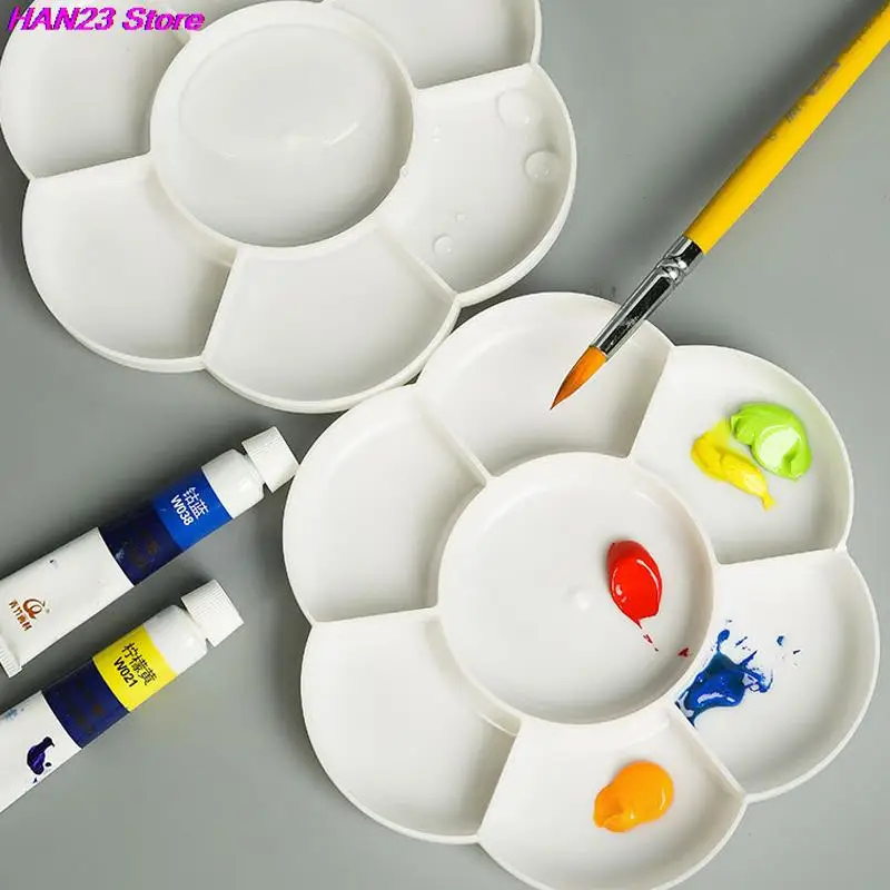 

2pcs New Mini Round White Paint Palette Tray Ceramics for Acrylic Oil Watercolor Gouache Craft DIY Art Easy to Wash