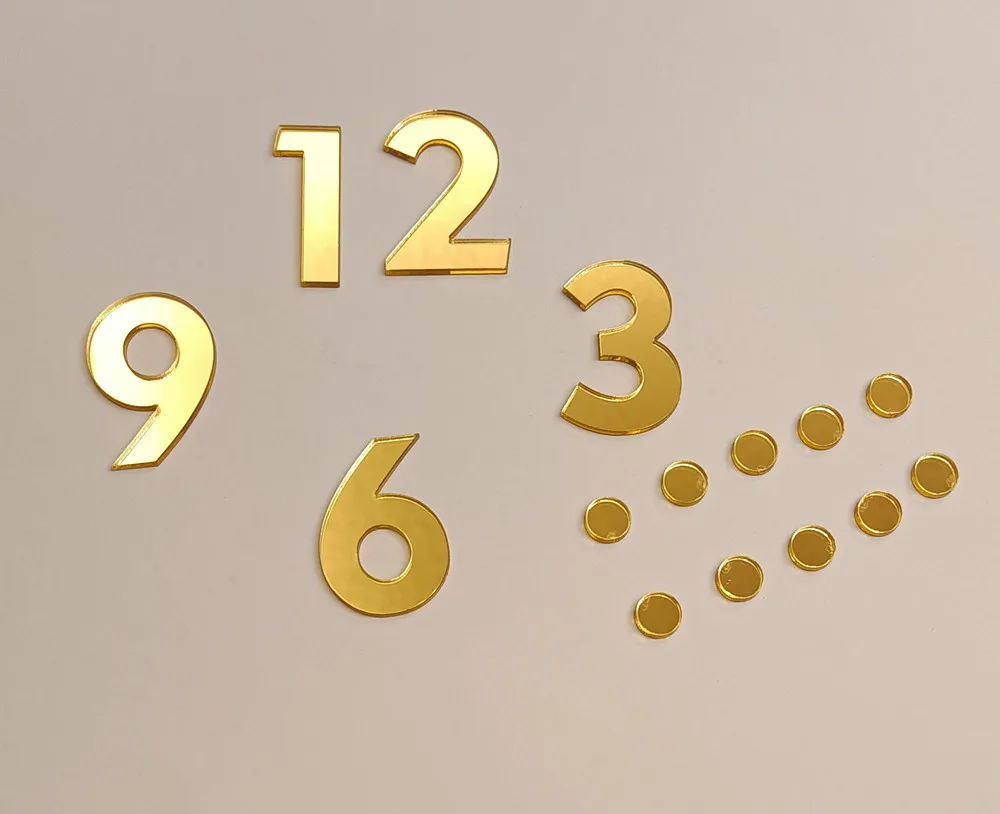 

Зеркальные наклейки для часов 12 штук