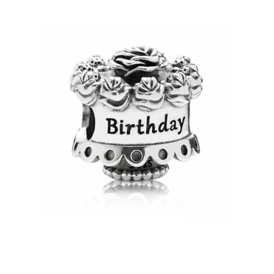 NEW Happy Birthday Hot Air Balloon Cake & Card Charm 925 Sterling Silver Bead Fit Original Pandora Bracelet Women Jewelry Gift images - 6