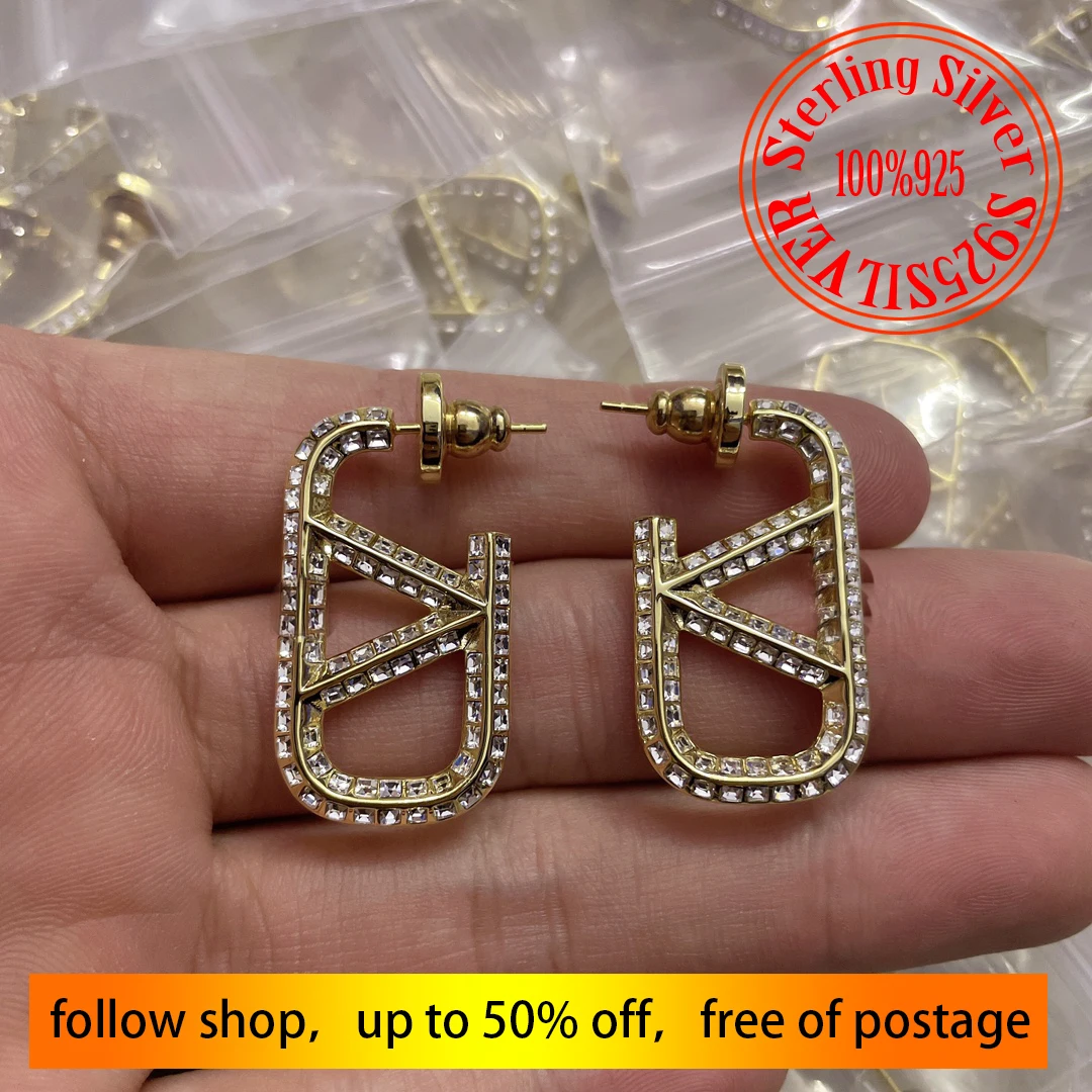 

S925 Sterling Silver Women's Zircon Earrings, Classic Fashion, High Quality Jewelry, Birthday Gift