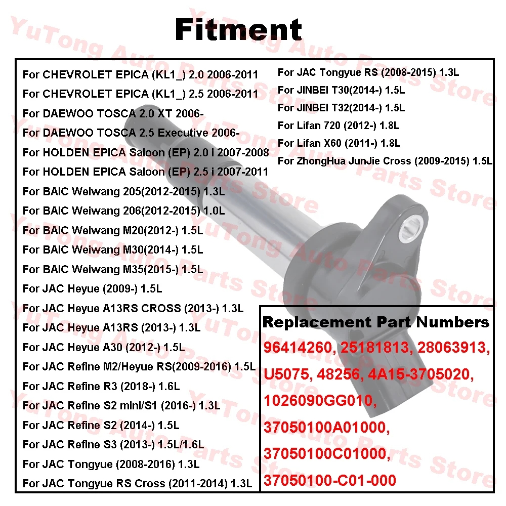 Фото 6 шт./4 шт. для Chevrolet Epica 2.0L 2.5L 2006-2011 Daewoo Tosca Jinbei T30 T32 Baic M30 M35 катушки зажигания 251813 28063913 4A15 №2