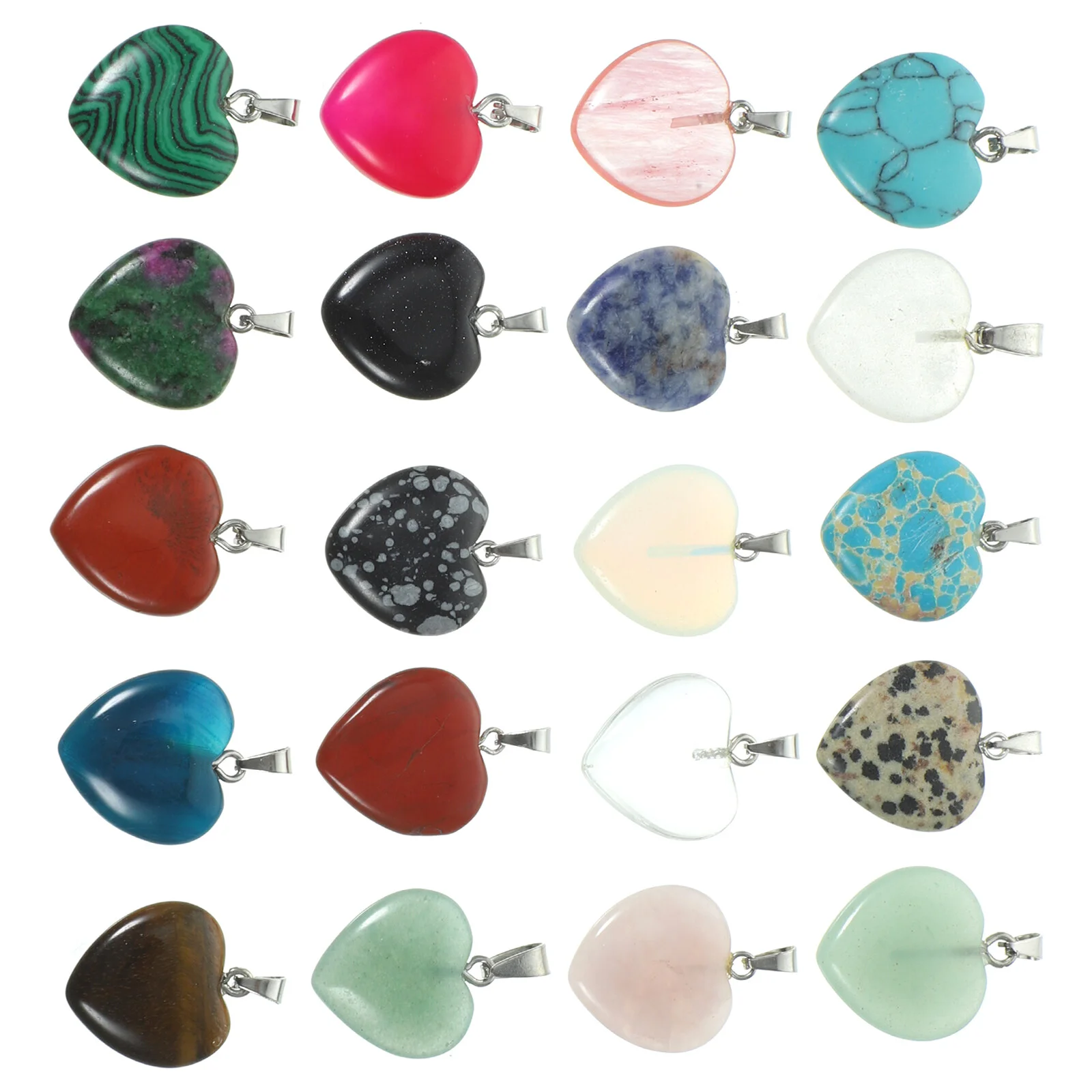 20 Pcs Crystal Decor Pendant Necklace Accessory Decorate Heart Shaped Natural Bracelet Ornament