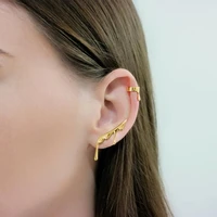 dripping gold plated vermeil minimalist statement earrings ear climber