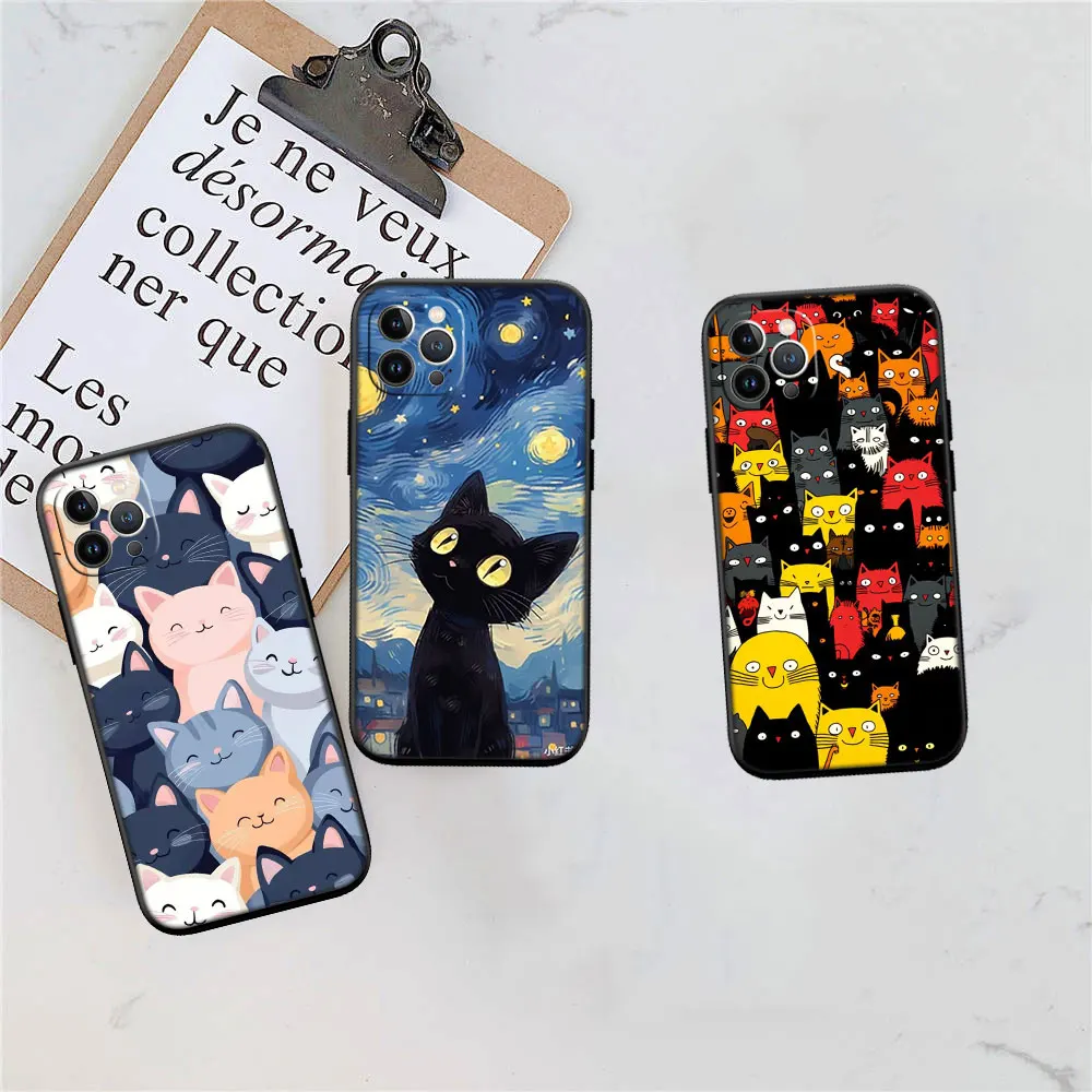 Фото Чехол для телефона MI9 Cat Kitten Meow Soft Shell для iPhone 16 15 14 13 12 Pro Max Plus Mini №4