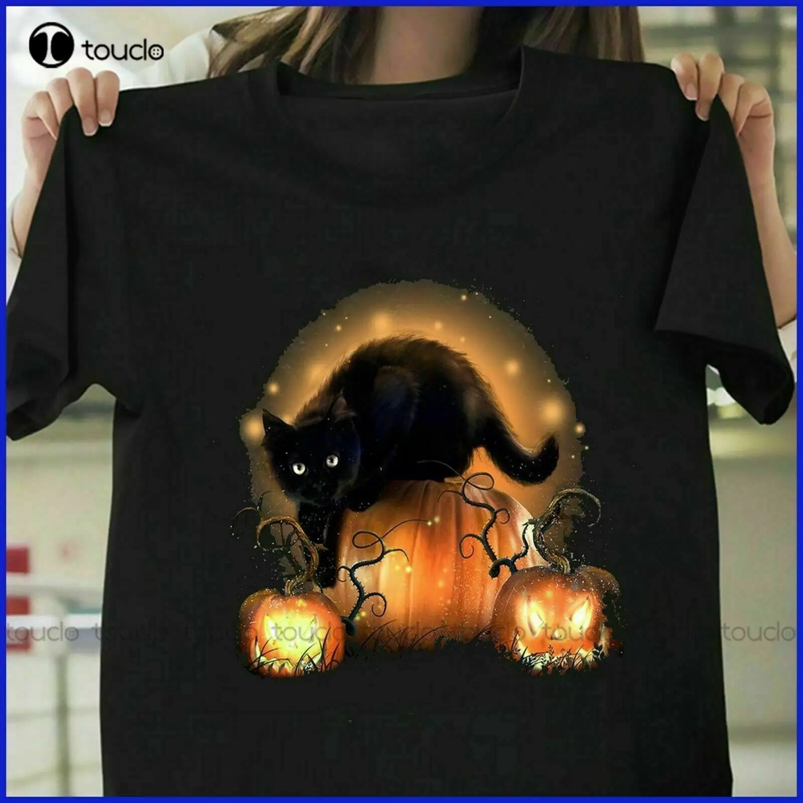 

Black Cat & Pumpkins Halloween Funny Gift T-Shirt For Cat Lovers Size S-4Xl Shirts For Teens Custom Aldult Teen Unisex Xxs-5Xl