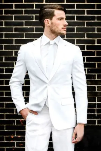 2022 White Men Suit Slim Fit 2 Pieces Tuxedo Groom Wedding Suits Custom Prom Blazer Terno Masculino Tuxedo (Jacket+Pant)