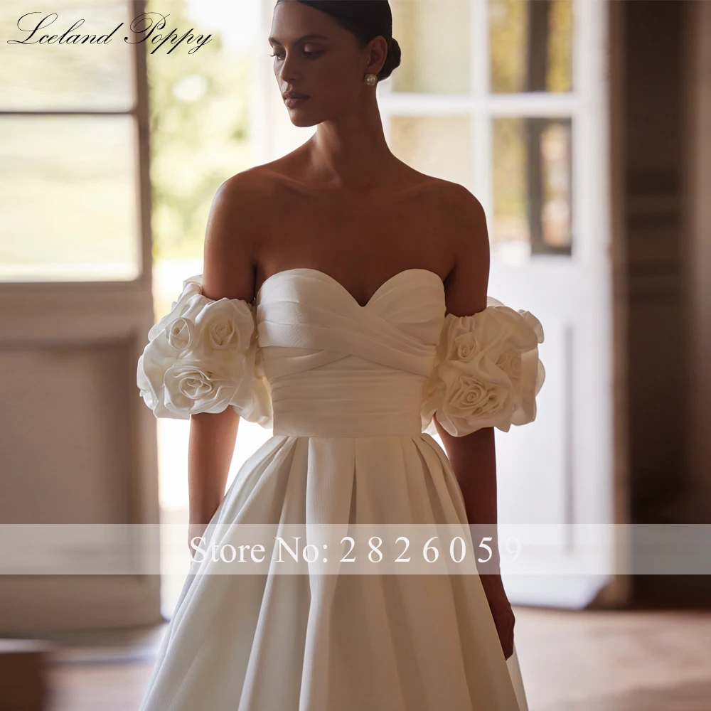 Lceland Poppy трапециевидные атласные свадебные платья без бретелек 2024 Плиссированные