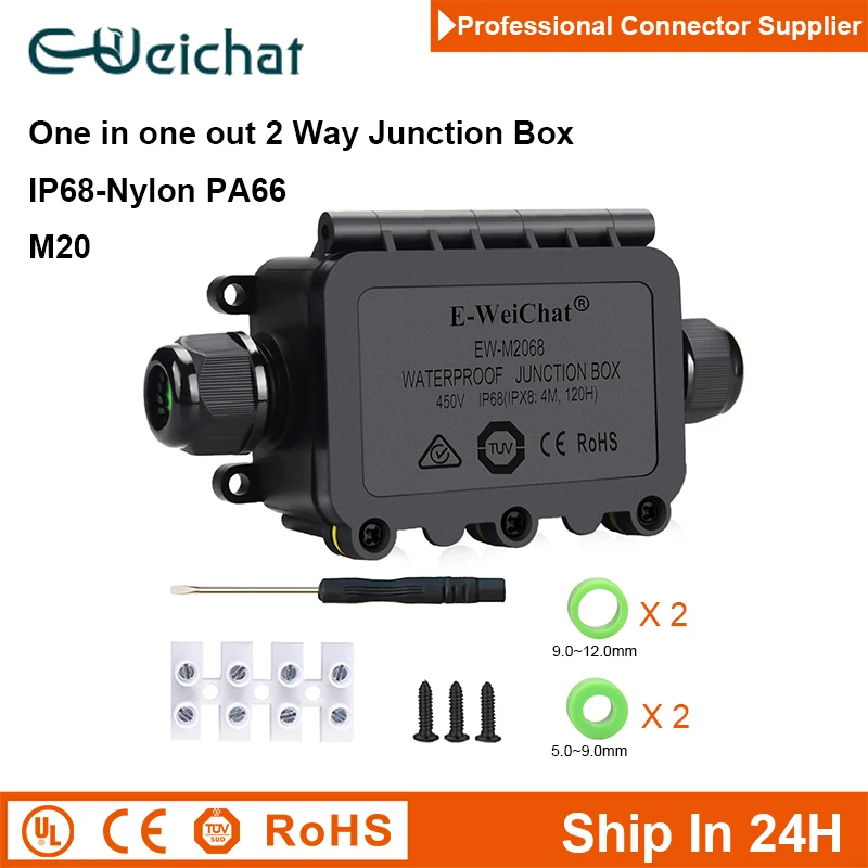 

M20 Plastic 2Way 4pin Terminal IP68 Electric Cable External Connector Junction Box for LED Floodlight Agricultural Irrigation