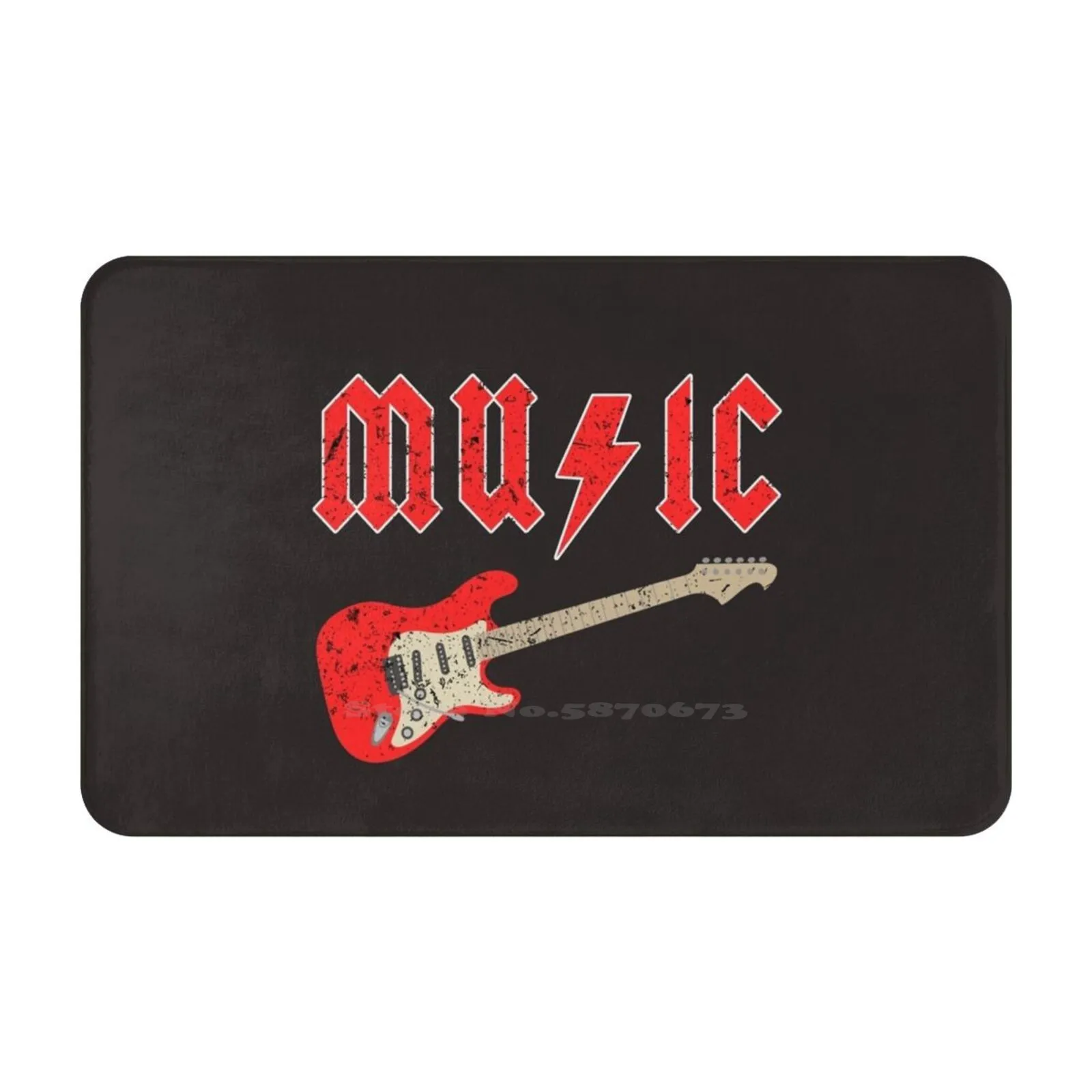 Музыкальный молниевый болт с красной электрогитарой для музыкальных фанатов рок